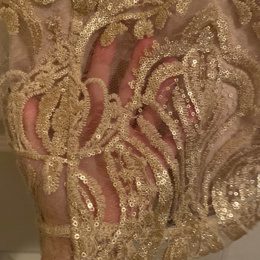 Champagne glitter and sequenced cocktail dress